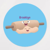 かわいい転がのピンと生地のペストリーベーキング漫画 ラベル (デザイン1)