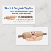 かわいい転がのピンと生地のペストリーベーキング漫画 名刺 (正面/裏面)