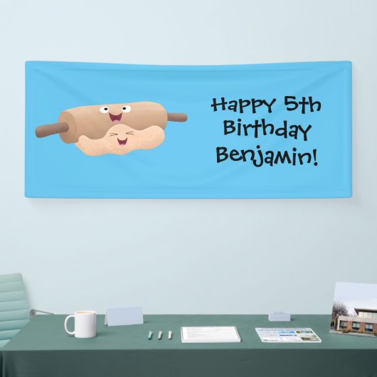 かわいい転がのピンと生地のペストリーベーキング漫画 横断幕 (トレードショー)