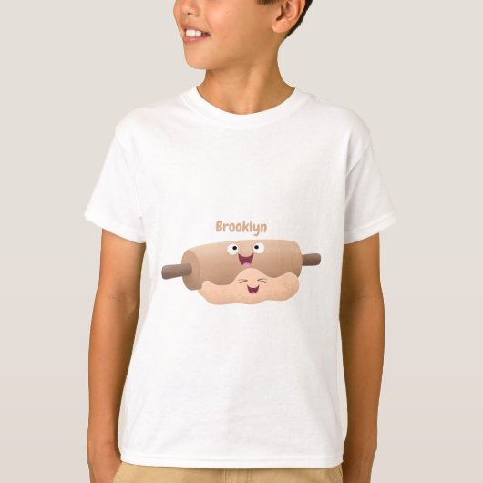 かわいい転がのピンと生地のペストリーベーキング漫画 Tシャツ (正面)