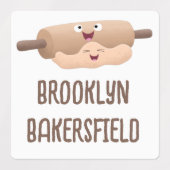 かわいい転がのピンと生地の漫画パーソナライズされた ラベル (デザイン1)