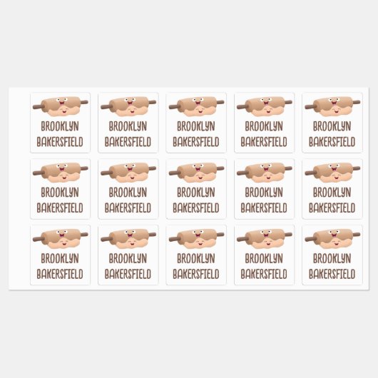 かわいい転がのピンと生地の漫画パーソナライズされた ラベル (シート)