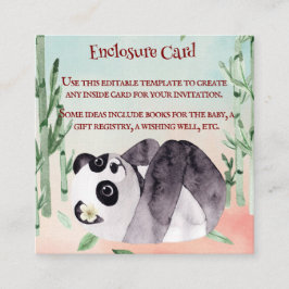 かわいい転がるパンダ　性別発表　ベビーシャワー招待状 エンクロージャーカード