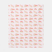 かわいい転がスシ柄 フリースブランケット (正面)