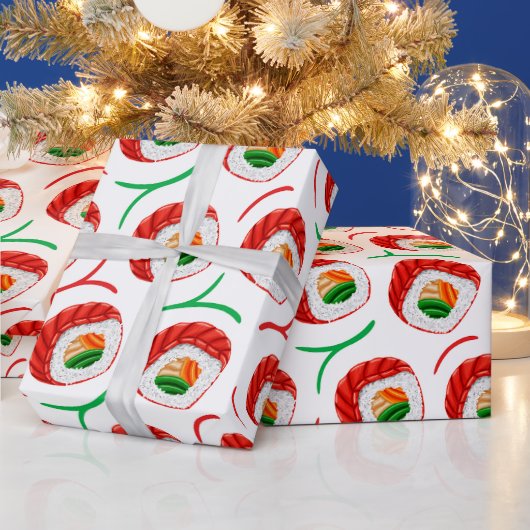 かわいい転がスシ柄 ラッピングペーパー (クリスマス)