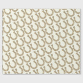 かわいい輝きのホースシュー ゴールド ホワイト グリッター ラッピングペーパー (フラット)