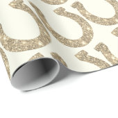 かわいい輝きのホースシュー ゴールド ホワイト グリッター ラッピングペーパー (ロールコーナー)