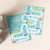 かわいい輸送車ボーイ誕生日招待状 招待状