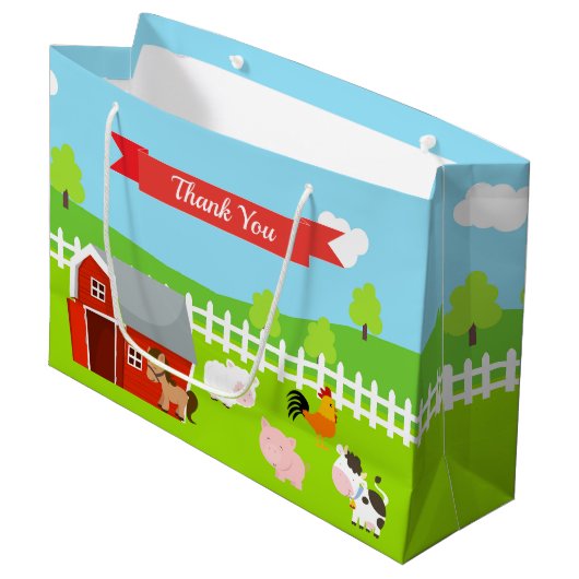 かわいい農園動物ありがとう ラージペーパーバッグ (正面アングル)