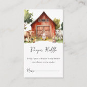 かわいい農園動物おむつラッフルベビーシャワー エンクロージャーカード (正面)