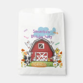 かわいい農園動物と赤い納屋の誕生日パーティー フェイバーバッグ (正面)