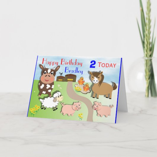 かわいい農園動物の子供の誕生日カード カード (正面)