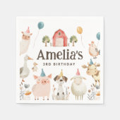 かわいい農園動物の誕生日パーティナプキンス スタンダードカクテルナプキン (正面)