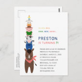 かわいい農園動物の誕生日パーティーの招待状 ポストカード (正面/裏面)