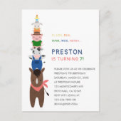 かわいい農園動物の誕生日パーティーの招待状 ポストカード (正面)