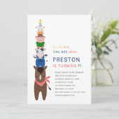 かわいい農園動物の誕生日パーティーの招待状 招待状 (スタンド正面)