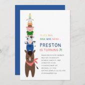 かわいい農園動物の誕生日パーティーの招待状 招待状 (正面/裏面)