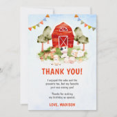 かわいい農園動物の誕生日パーティーサンキューカード 招待状 (正面)