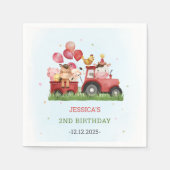 かわいい農園動物の誕生日パーティー スタンダードカクテルナプキン (正面)