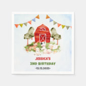 かわいい農園動物の誕生日パーティー スタンダードカクテルナプキン (正面)