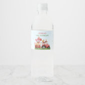 かわいい農園動物の誕生日パーティー ペットボトルラベル (正面)