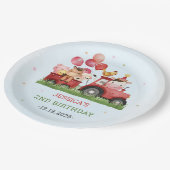 かわいい農園動物の誕生日パーティー ペーパープレート (アングル)