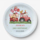 かわいい農園動物の誕生日パーティー ペーパープレート (正面)