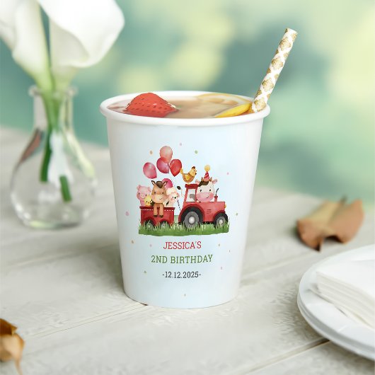 かわいい農園動物の誕生日パーティー 紙コップ
