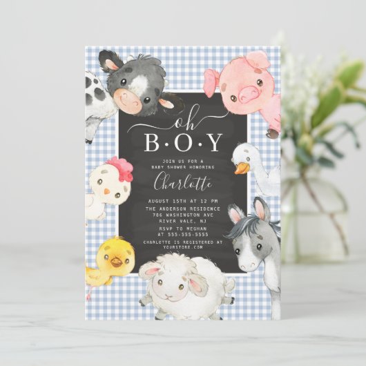 かわいい農園動物シャワー招待状 招待状 (スタンド正面)