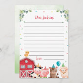 かわいい農園動物タイムカプセルノートメッセージカード サンキューカード (正面/裏面)