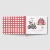 かわいい農園動物ブタ納屋周囲の庭ベビーシャワー ゲストブック (全面)