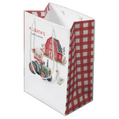 かわいい農園動物ブタ納屋周囲の庭ベビーシャワー ミディアムペーパーバッグ (裏面アングル)