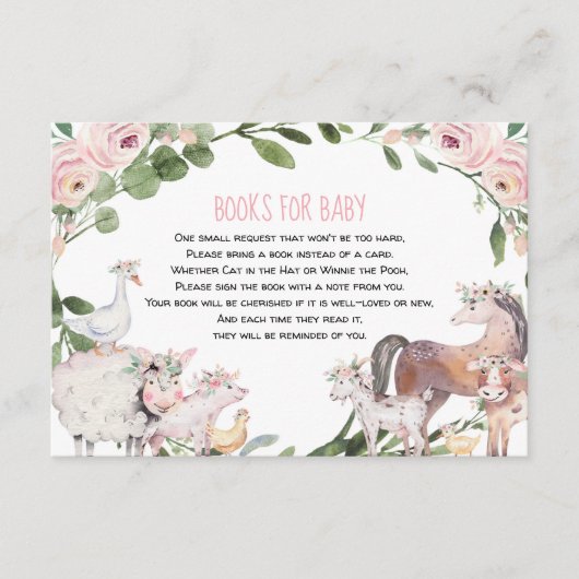 かわいい農園動物納屋周囲の庭ガールブックベビー エンクロージャーカード (正面)