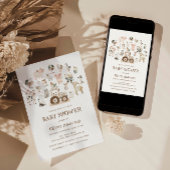 かわいい農園動物納屋周囲の庭ニュートラルベビーシャワー 招待状