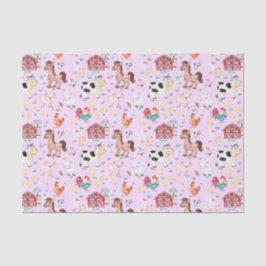 かわいい農園動物納屋周囲の庭ピンク背景 薄葉紙