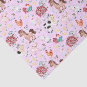 かわいい農園動物納屋周囲の庭ピンク背景 薄葉紙 (詳細)