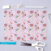 かわいい農園動物納屋周囲の庭ピンク背景 薄葉紙 (クラフト)