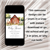 かわいい農園動物納屋周囲の庭ベビーシャワー招待状 招待状