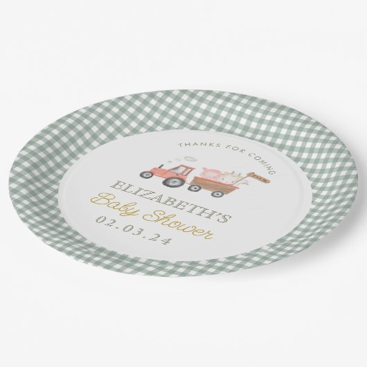 かわいい農園動物納屋周囲の庭ベビーシャワー ペーパープレート (アングル)