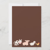 かわいい農園動物納屋周囲の庭中性ベビーシャワー 招待状 (裏面)