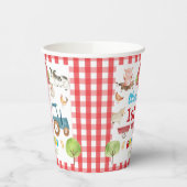 かわいい農園動物納屋周囲の庭第1回第2回第3回誕生日 紙コップ (左)
