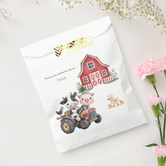 かわいい農園動物納屋周囲の庭誕生日パーティー フェイバーバッグ (封をした状態)