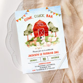 かわいい農園動物納屋周囲の庭誕生日パーティー 招待状