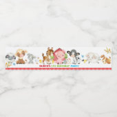 かわいい農園動物納屋周囲の庭誕生日ベビーシャワー ペットボトルラベル (シングルラベル)