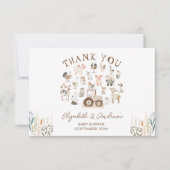 かわいい農園動物納屋周囲の庭赤ちゃんシャワーありがとう カード (正面)
