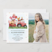 かわいい農園動物納屋周囲の庭赤ちゃんシャワー写真 招待状 (正面)