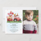 かわいい農園動物納屋周囲の庭1st誕生日の写真 招待状 (正面)