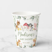 かわいい農園動物緑の誕生日赤ちゃんシャワー 紙コップ (裏面)
