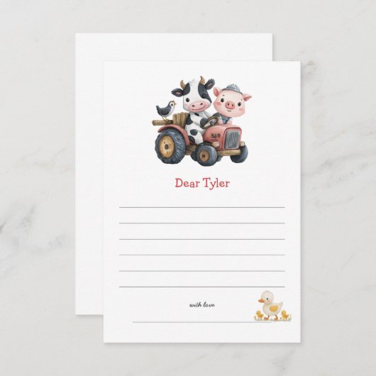かわいい農園動物誕生日タイムカプセル ノートカード (正面/裏面)
