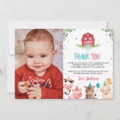 かわいい農園動物誕生日写真サンキューカード サンキューカード (正面)